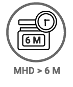 MHD > 6 Monate - Die so gekennzeichneten Produkte haben eine Mindesthatbarkeit die grösser ist als 6 Monate
