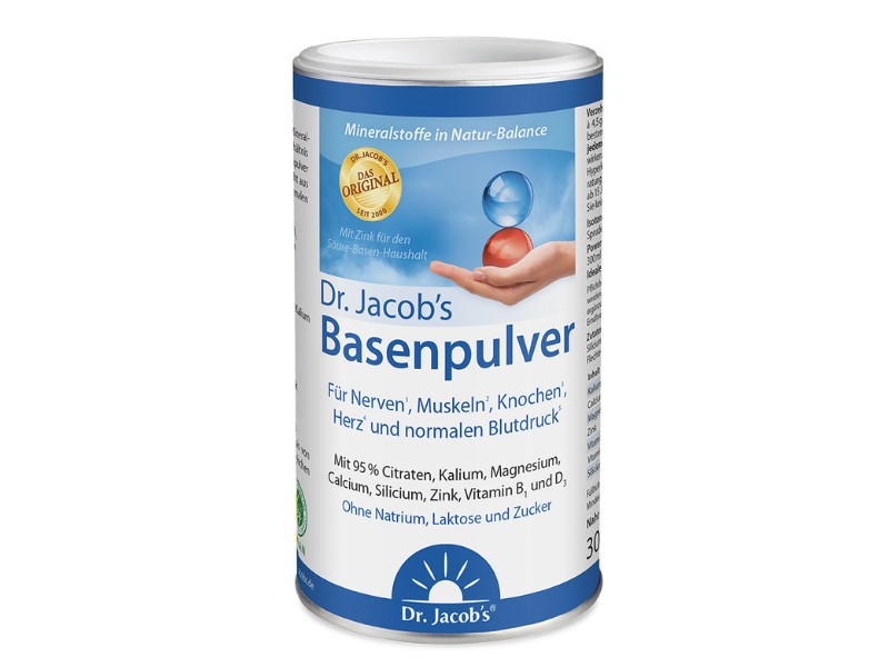 Basenpulver auf Basis von Citraten mit Vitamin D und Zink - 300 g Dose - Dr. Jacob's, vegan