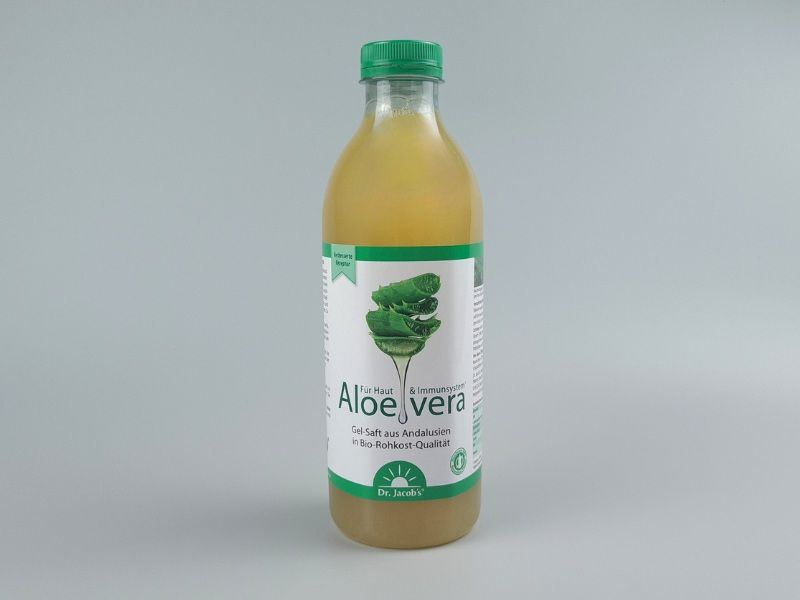 Aloe Vera Gel Saft, Bio-Direktsaft, 1L Flasche, Rohkost-Aloe mit Vitamin C von Dr. Jacobs