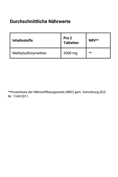 MSM Tabletten - Inhaltsstoffe