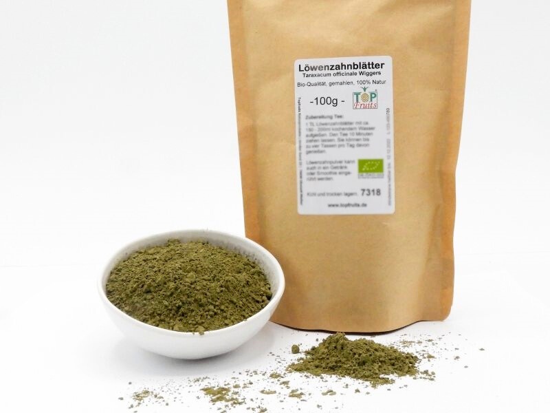 Löwenzahnblätter gemahlen (Taraxacum officinale), Bio kbA, Bio-Löwenzahnblattpulver