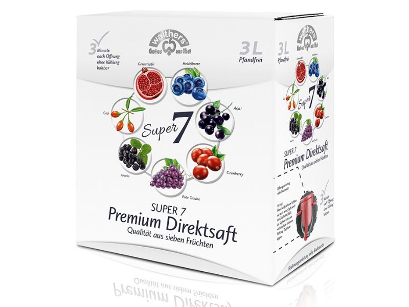 Super 7, 3Liter Saftbox, Direktsaft aus Acai, Aronia, Cranberry, Goji und mehr