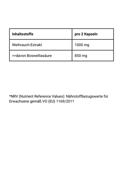 Weihrauch Extrakt Forte - Nährwerte