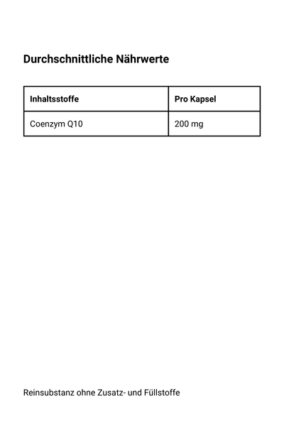Coenzym Q10 Nährwerte