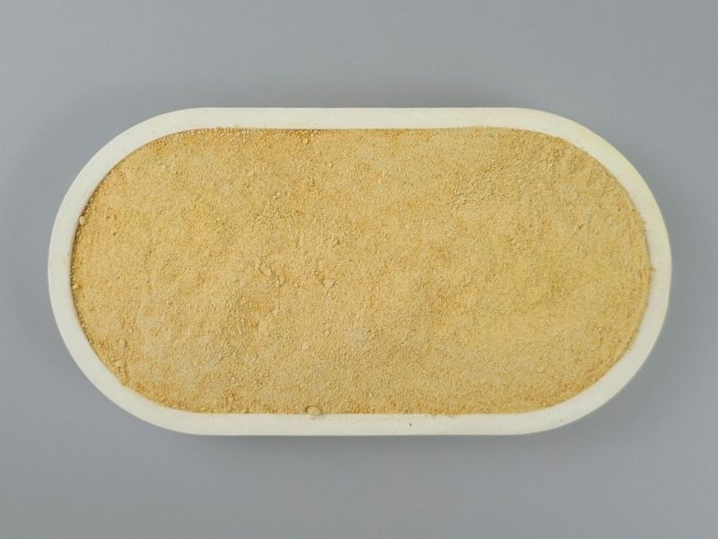 Bio Getränkepulver Goldener Start in einer Schale von oben fotografiert
