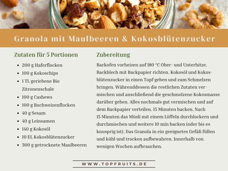 Bio Kokosblütenzucker Granola Rezept