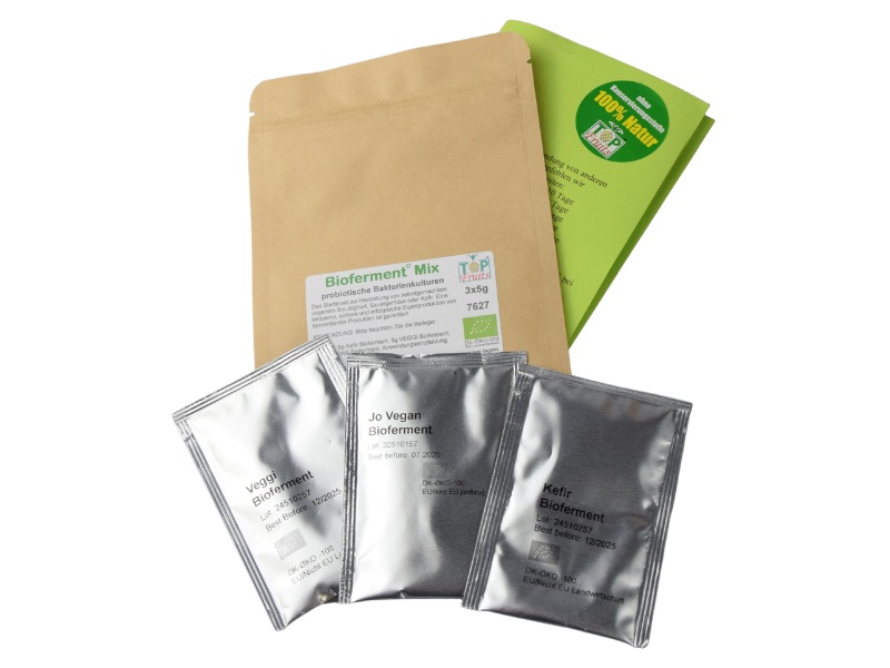 Bioferment Startermix, 3 Starter-Kulturen, JoVEGAN, VEGGI und Kefir, erfolgreich selbst fermentieren