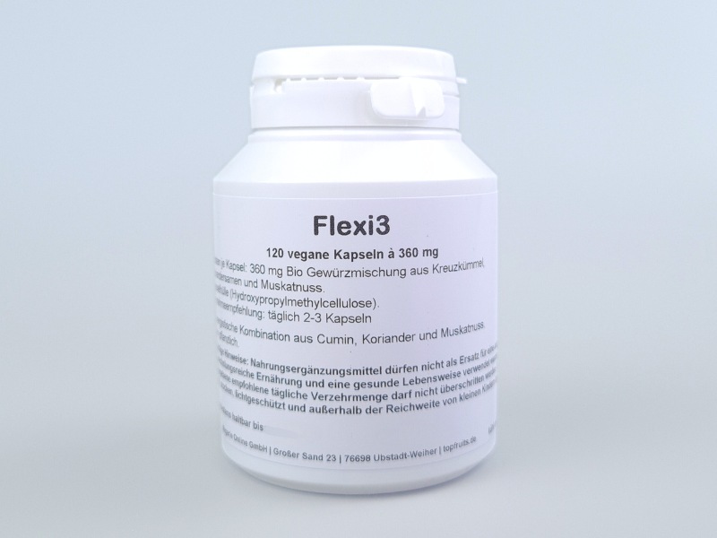 Flexi3 Vitalkapseln, Cumin-Koriander-Muskatnuss Mischung, vegan