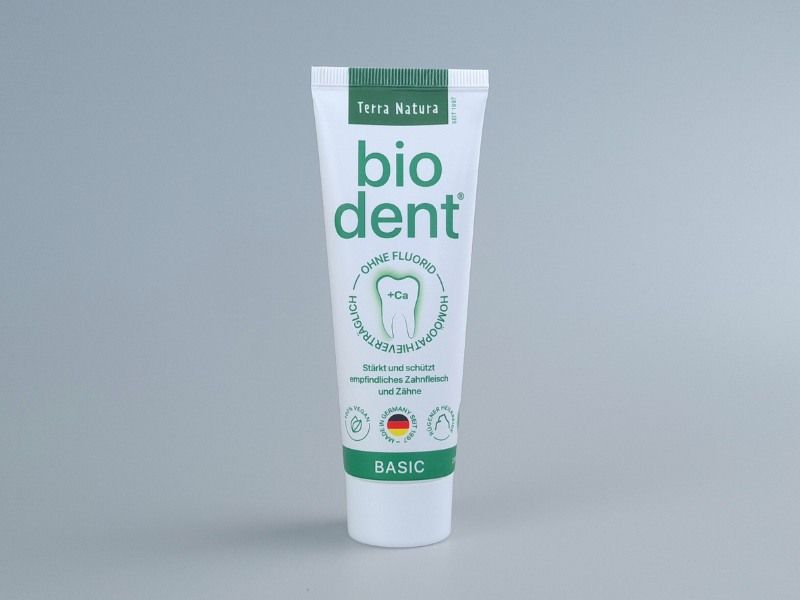 biodent basic S - 75 ml -  Zahnpasta mit Kiesel-/Mineralerde, Stevia, Olivenblattextrakt - basisch