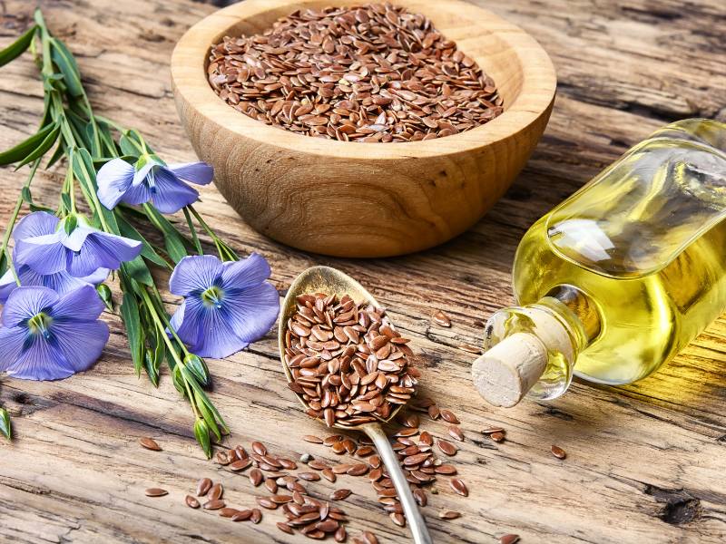 bio-leinsamen-in-schale-und-mit-oel