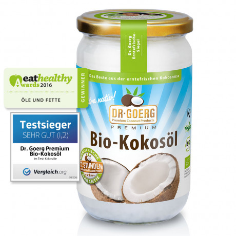 Bio-Kokosöl von Dr.Georg, bio kbA, 1000ml Glas, kaltgepresst aus frischem Kokosmark