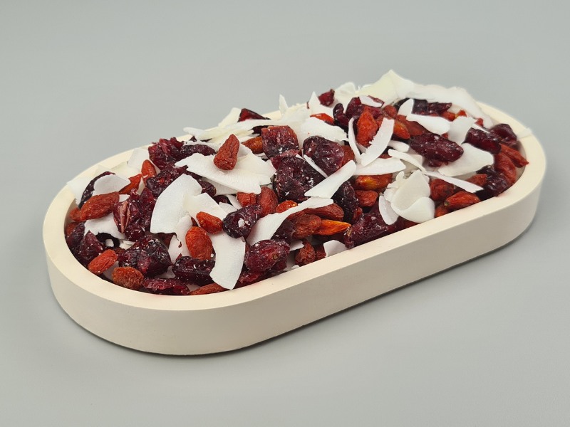 Gojimix-Vitalsnack mit Gojibeeren, Cranberries und Kokoschips