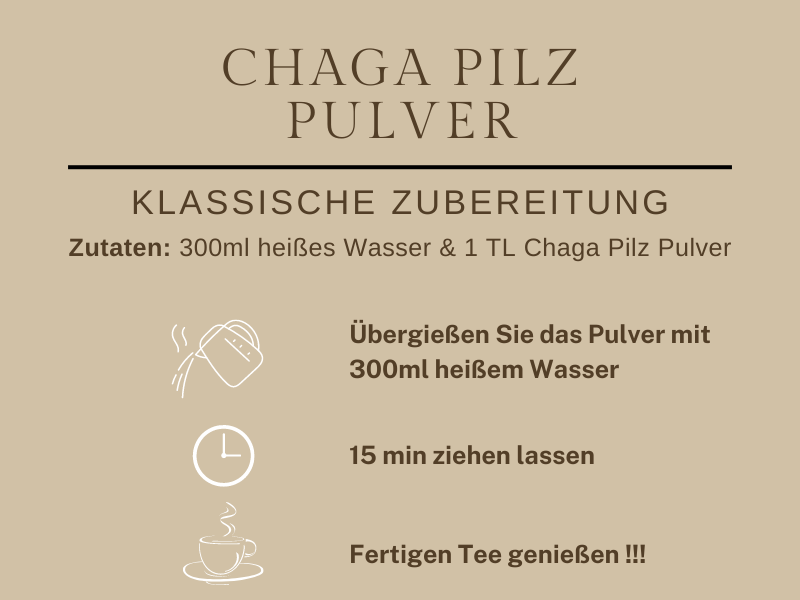 Chaga Pilz Pulver Tee Zubereitung