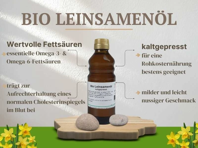 Bio Leinöl kaltgepresst auf einen Blick