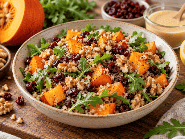 Herbstlicher Quinoa Salat mit Cranberries und Walnüssen