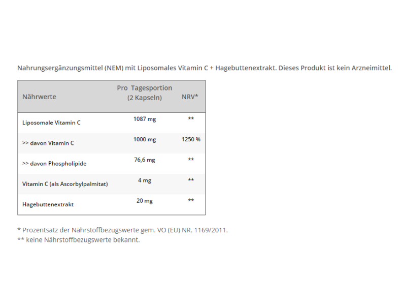 Liposomales Vitamin C Nährwerte