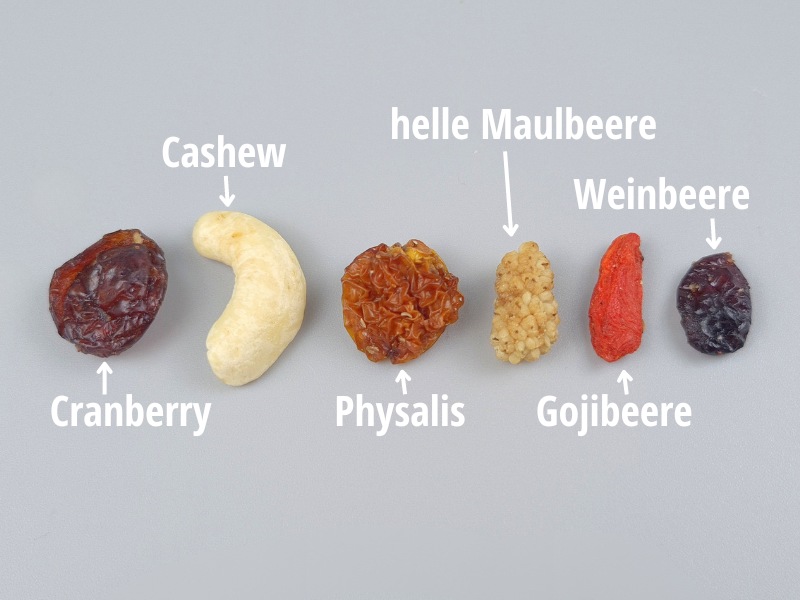 Cashew Fruchmix einzelne Zutaten
