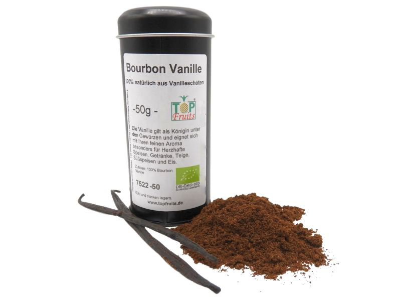 Bourbonvanille bio gemahlen, 50g Streuer, aus Vanilleschoten
