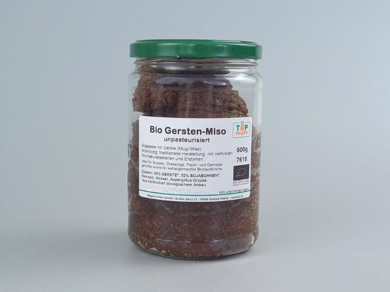 Miso (Gerstenmiso, Mugimiso) im 500g Glas, Bio, unpasteurisiert und bioaktiv, traditionell
