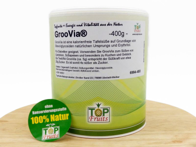 GrooVia® - 400g Dose - Tafelsüsse mit Steviolglykosiden kristallin wie Zucker