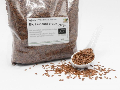 Leinsaat, Leinsamen braun aus Bio Anbau, spezialgereinigte Top Qualität