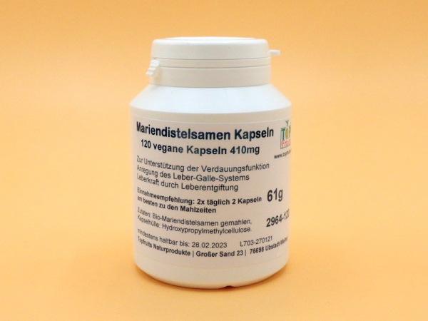 Mariendistelsamen - 120 vegane Kapseln á 340 mg Mariendistelsamenmehl, Leberkraft