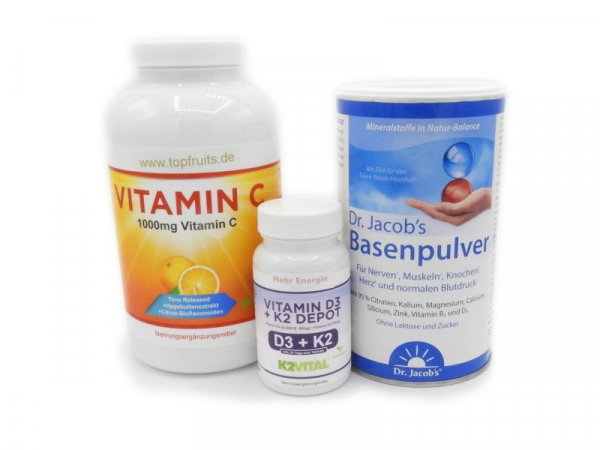 Bundle - Immun Basis mit Vitamin C, Vitamin D3+K2 und Basenpulver