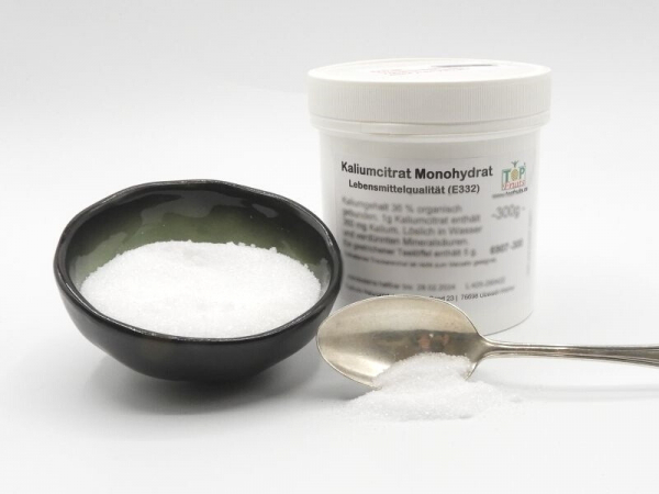 Kaliumcitrat, Monohydrat - 300 g Dose - kristallines Pulver Kaliumgehalt 36%