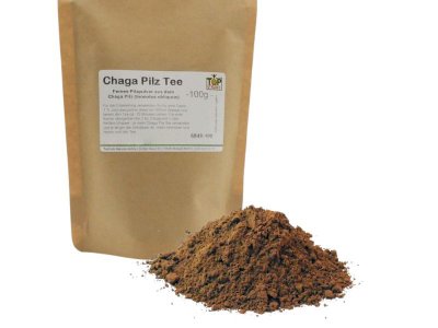 Chaga Pilz Pulver, Inonotus obliquus, aus Wildwuchs-Sammlungen, für einen Pilz-Tee