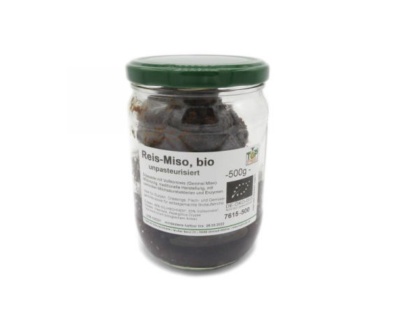 Miso (Reismiso, Genmai Miso) im 500g Glas, bio kbA, unpasteurisiert und bioaktiv