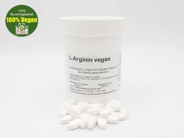 L-Arginin 500mg Tabletten, vegan