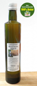 Leinsamen-Weizenkeim-Vitalöl, kaltgepresst, Omega 3 Fettsäuren und natürliches Vitamin E