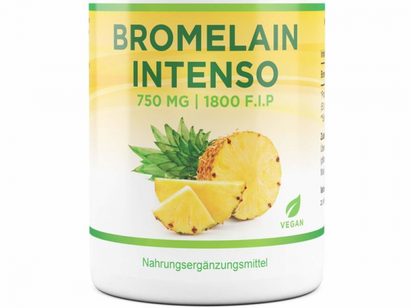 Bromelain Intenso - 750 mg (1800 F.I.P) - 120 Kapsel, vegane Enzymkapseln, magensaftresistent