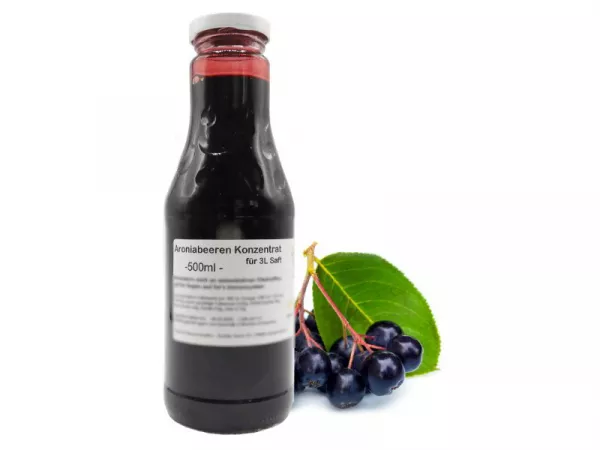 Aroniabeeren-Saftkonzentrat 100 % natur, 500 ml - ergibt ca. 2,5-3 Liter Aroniasaft