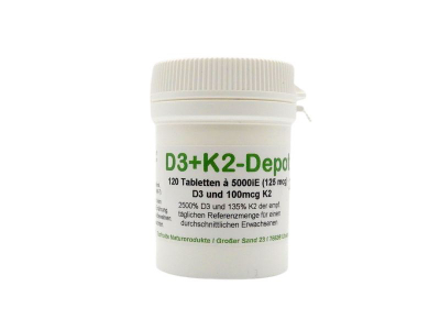 Vitamin D3 5000iE + Vitamin K2 100 mcg, 120 Tabletten, Depot, synergistisch