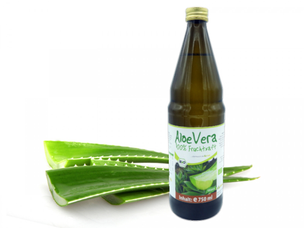 Bio Aloe Vera Frischpflanzensaft - 750 ml Glasflasche - 100% Muttersaft