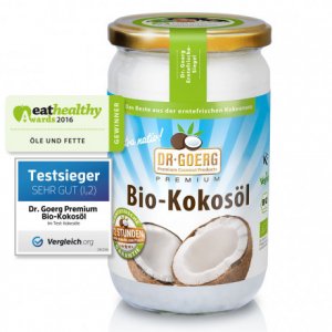 Bio Kokosöl von Dr. Goerg, bio kbA, 1000 ml Glas, kaltgepresst aus frischem Kokosmark