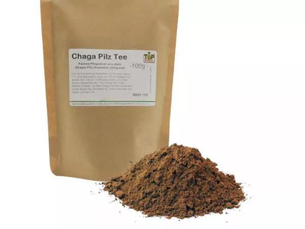 Chaga Pilz Pulver (Inonotus-obliquus), aus Wildwuchs-Sammlungen, für einen Pilz-Tee