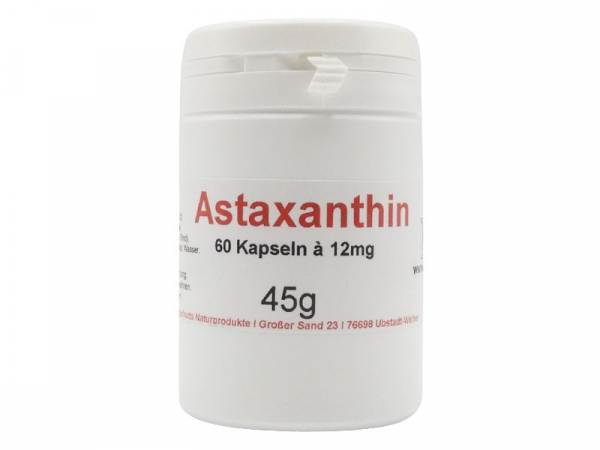 Astaxanthin Kapseln à 12 mg Astaxanthin, Monopräparat, natürlich aus Algen